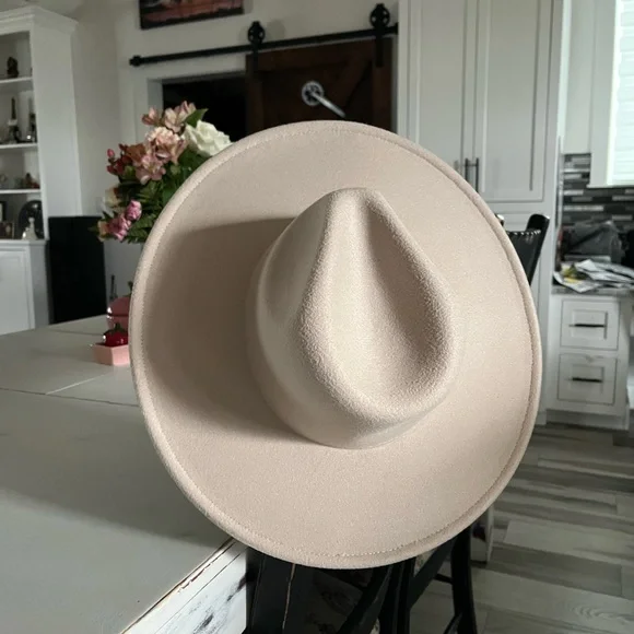 Free People Cream Wide-Brim Hat Felt Accessory - Picture 3 of 5